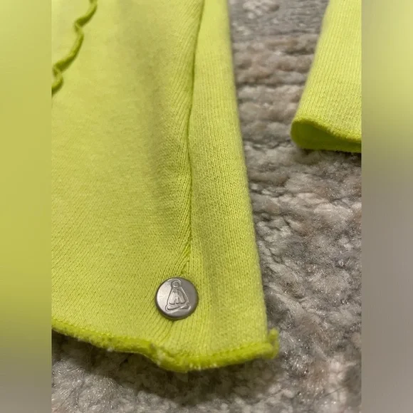 Neon Buddha Yellow Green Mix Buttons Cotton Sweater Jacket Size Medium - Picture 4 of 8